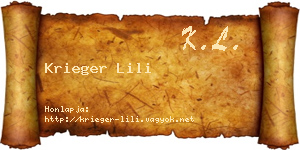 Krieger Lili névjegykártya